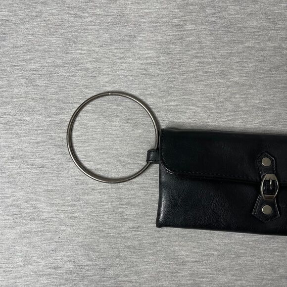 Victoria's Secret Vintage Black Leather Belt Buckle Snap Closure Clutch - Picture 9 of 11